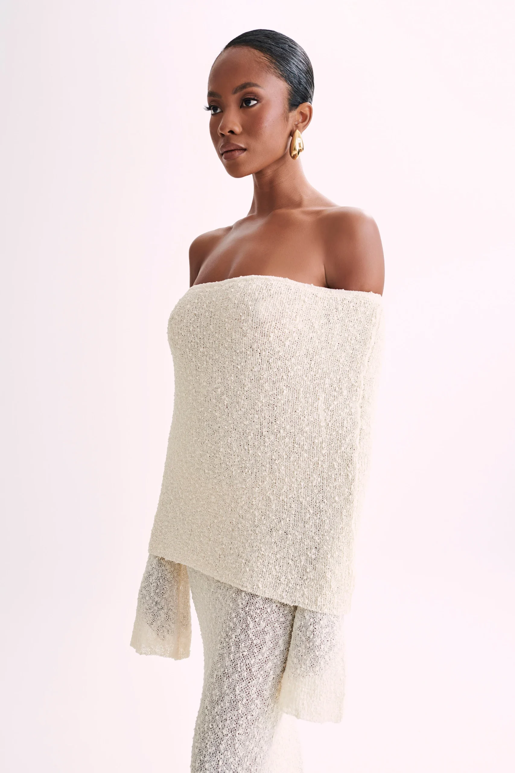 Angel | Bouclé Off-Shoulder Maxi Jurk - Afbeelding 7