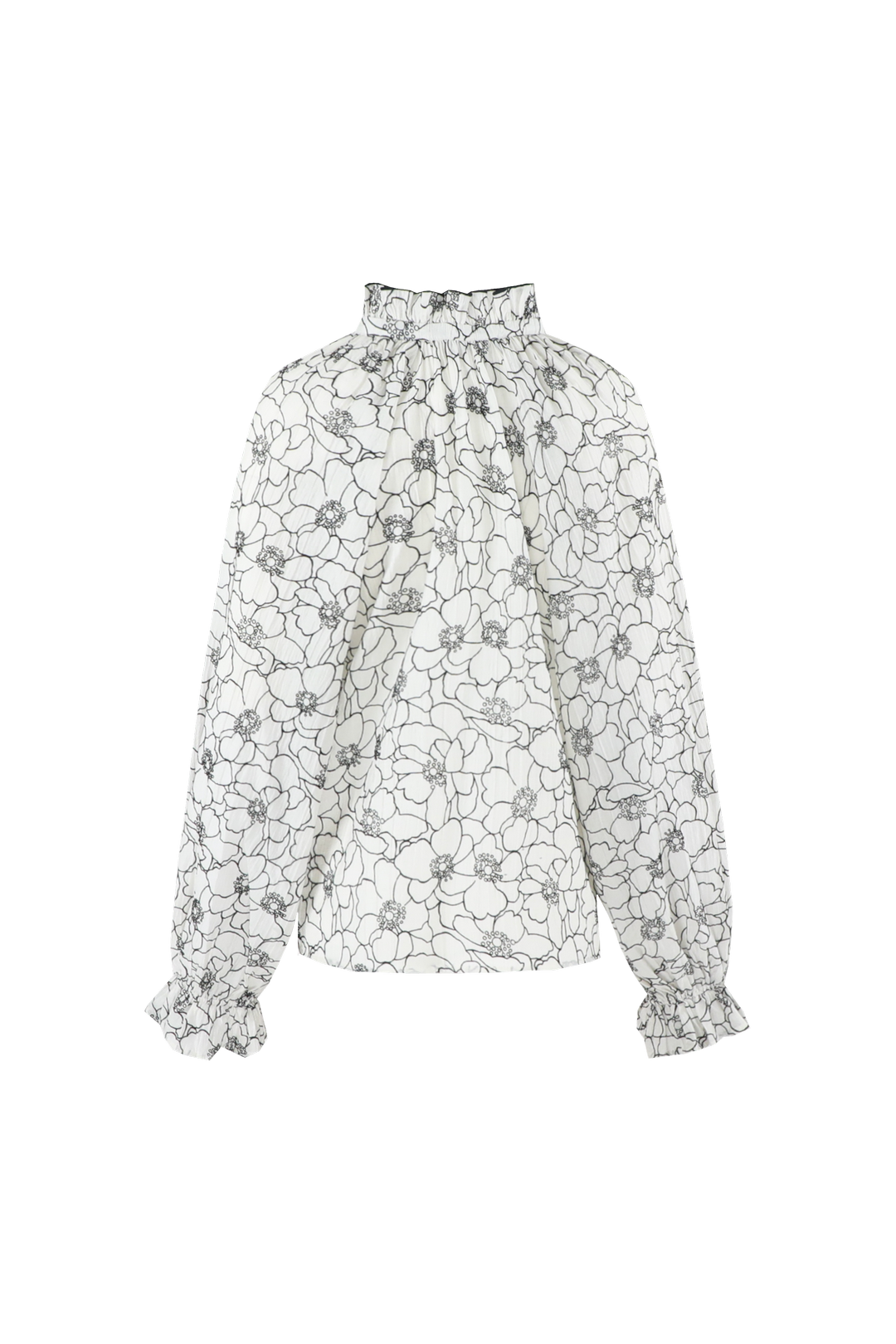 C&S Lies blouse (25WQH08) Wool White/Black - Afbeelding 3