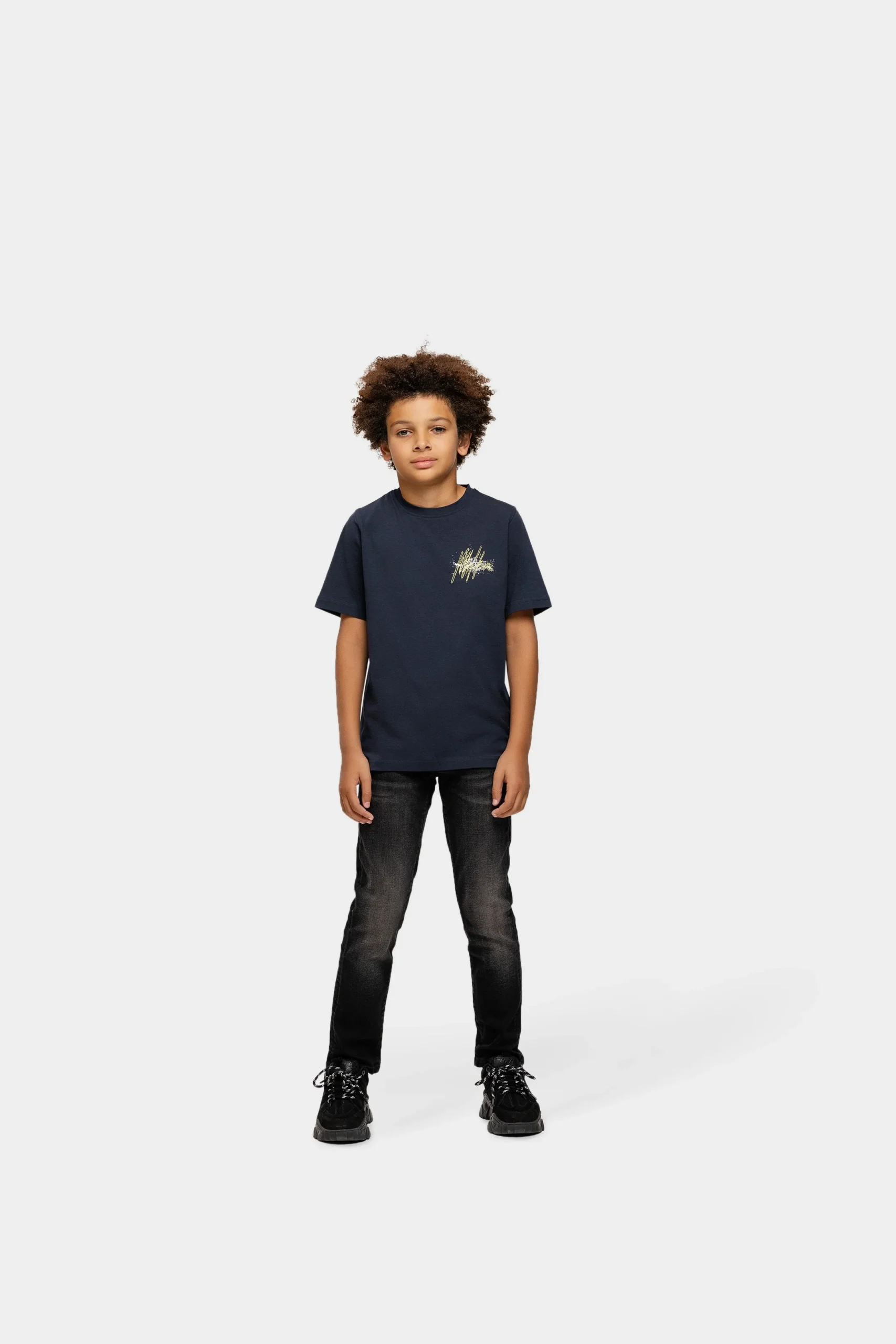 Malelions Junior Splash T-Shirt | Navy/Bright Yellow - Afbeelding 5