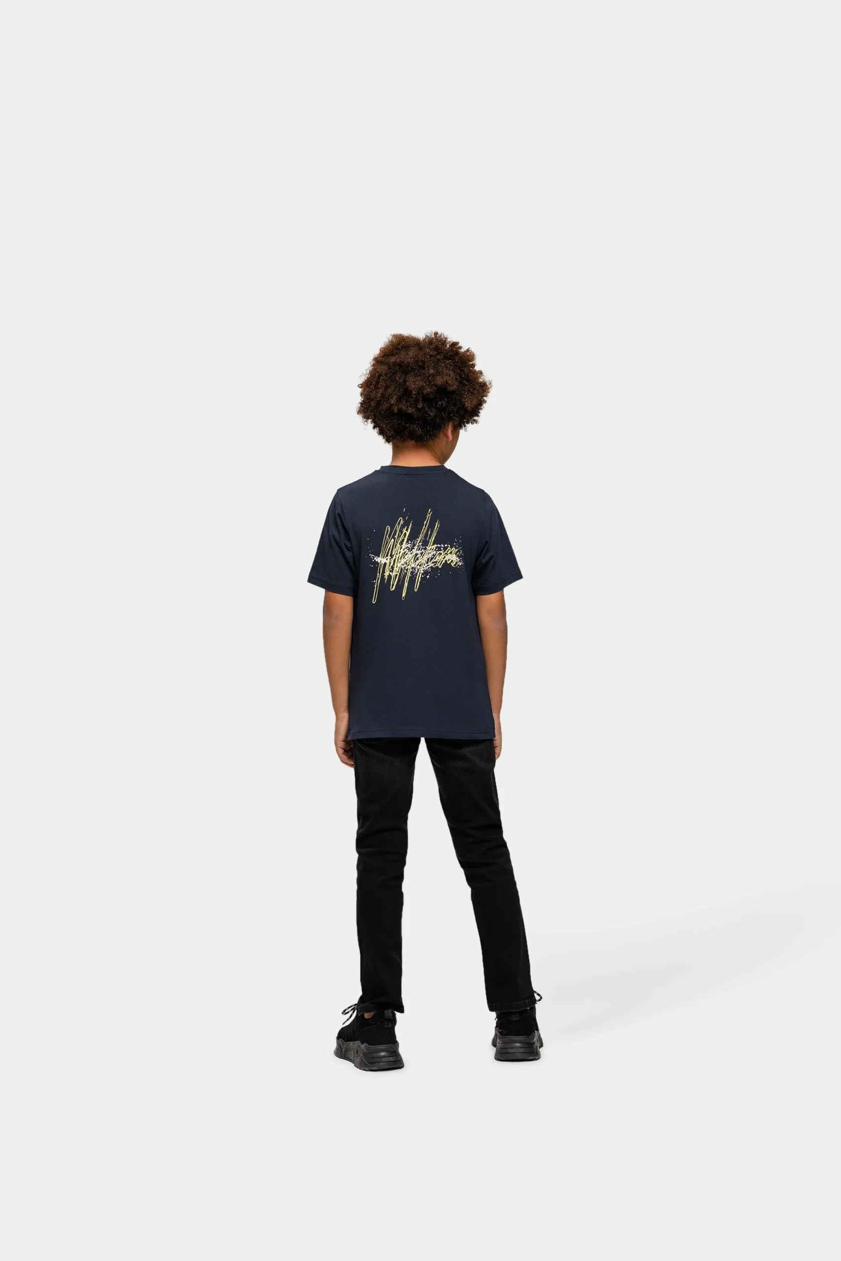 Malelions Junior Splash T-Shirt | Navy/Bright Yellow - Afbeelding 3