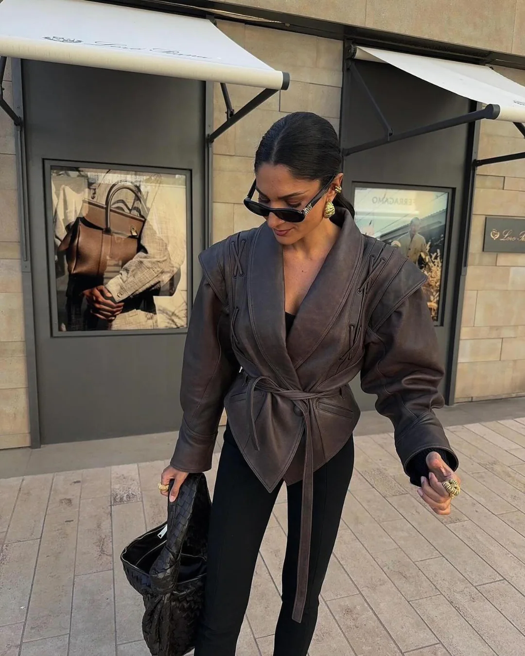 Lilly | Luxe Bruine Leren Jas met Wikkel Ontwerp - Afbeelding 2