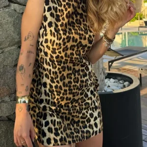 Oliva | Mouwloze Mini Jurk met Luipaardprint