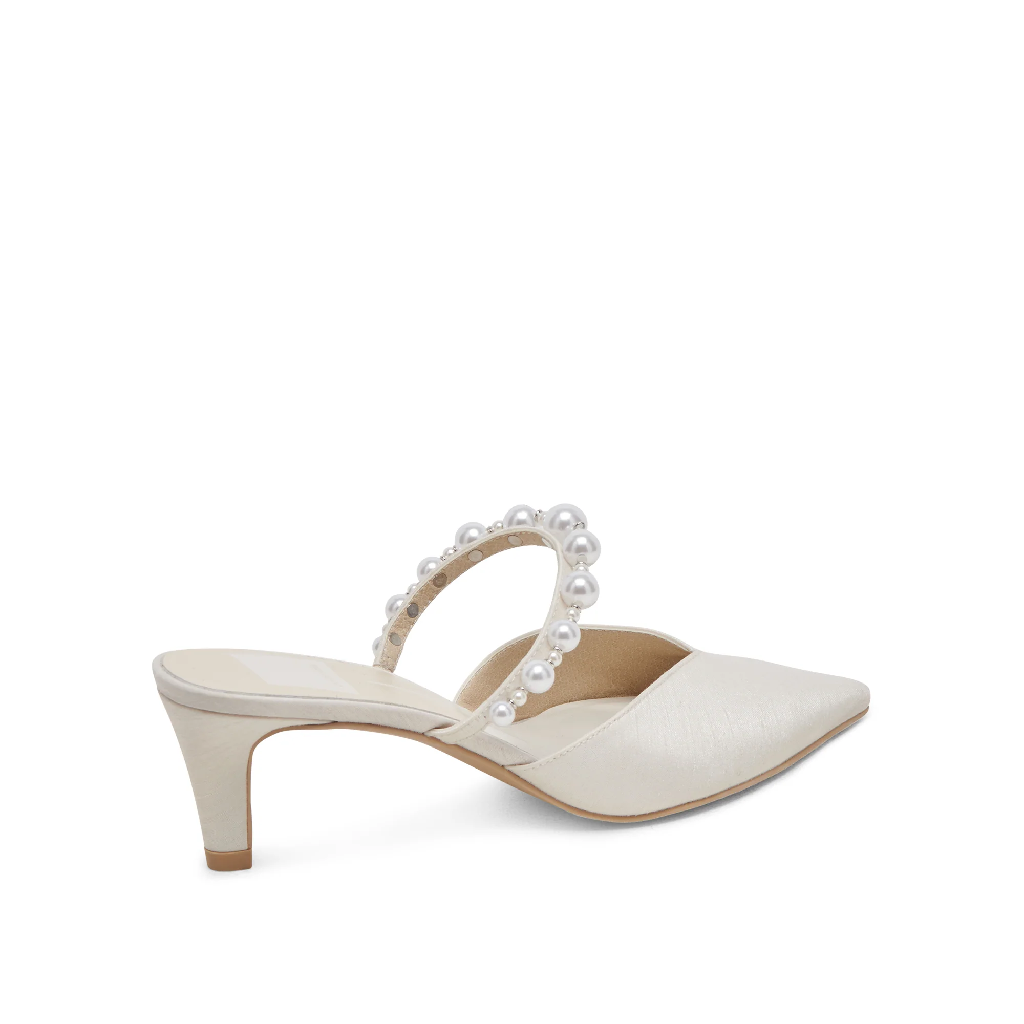 Dolce Vita Satijnen Mule met Parels – Elegante Bruidsschoen | Leer & Satijn - Afbeelding 6