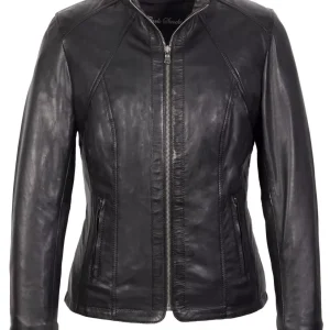 Grote Maat Dames Leren Jas – Zwart – 998LC