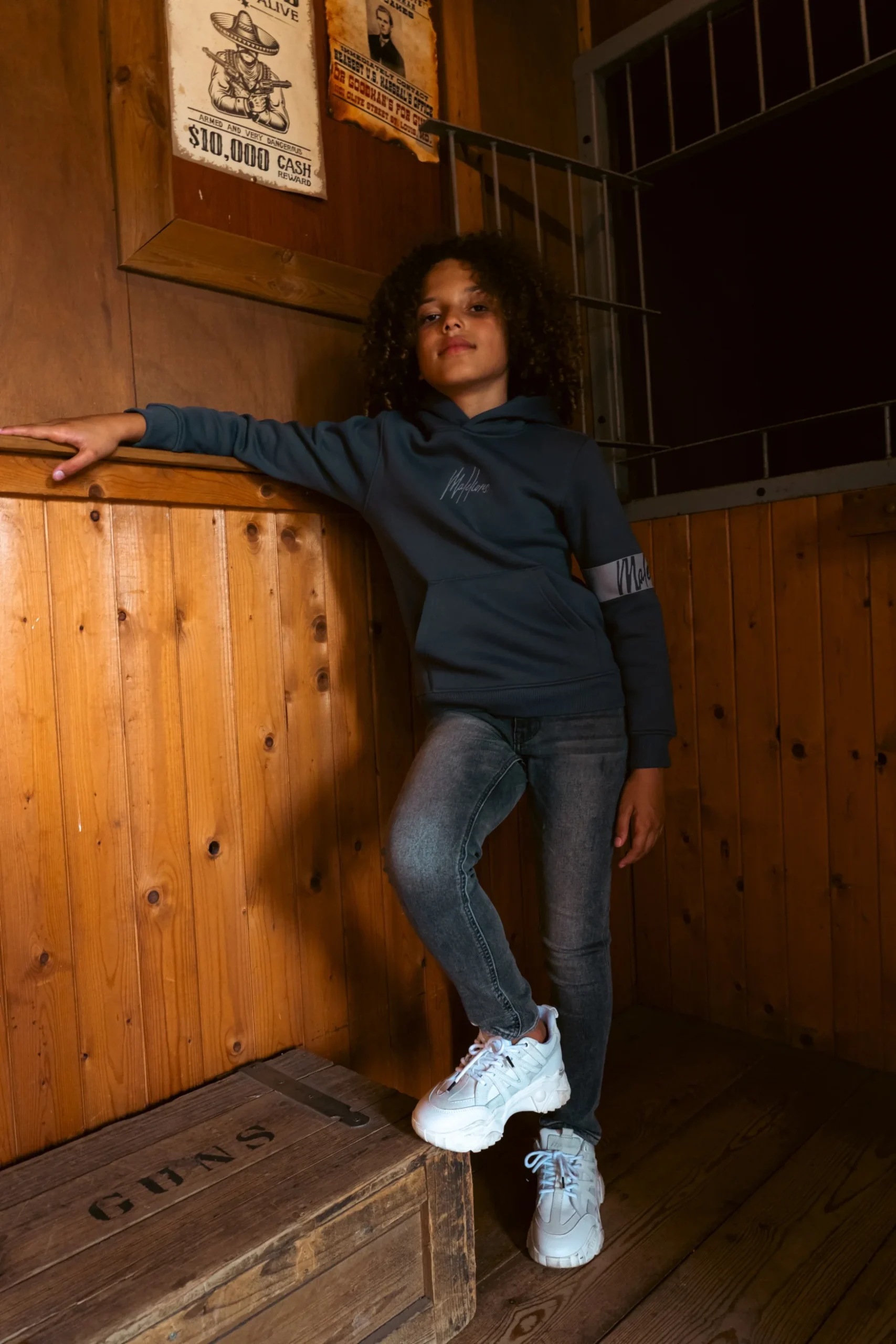 Malelions Junior Captain Hoodie | Dark Grey/Ice Blue - Afbeelding 3