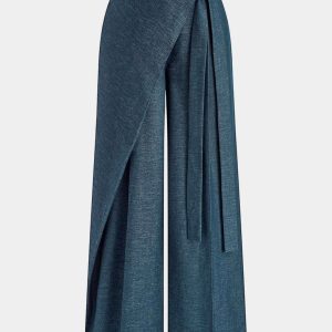 Chlou | Wide Fit Pantalon Dames - Asymmetrische Snit met Strik Detail