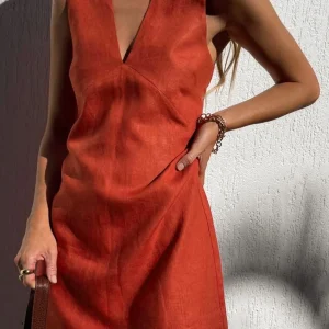 Lotje | Rode Zomer Jurk met V-hals