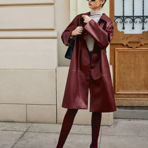 Elysia | Vintage Lange Jas van Imitatieleer - Warm & Stijlvol