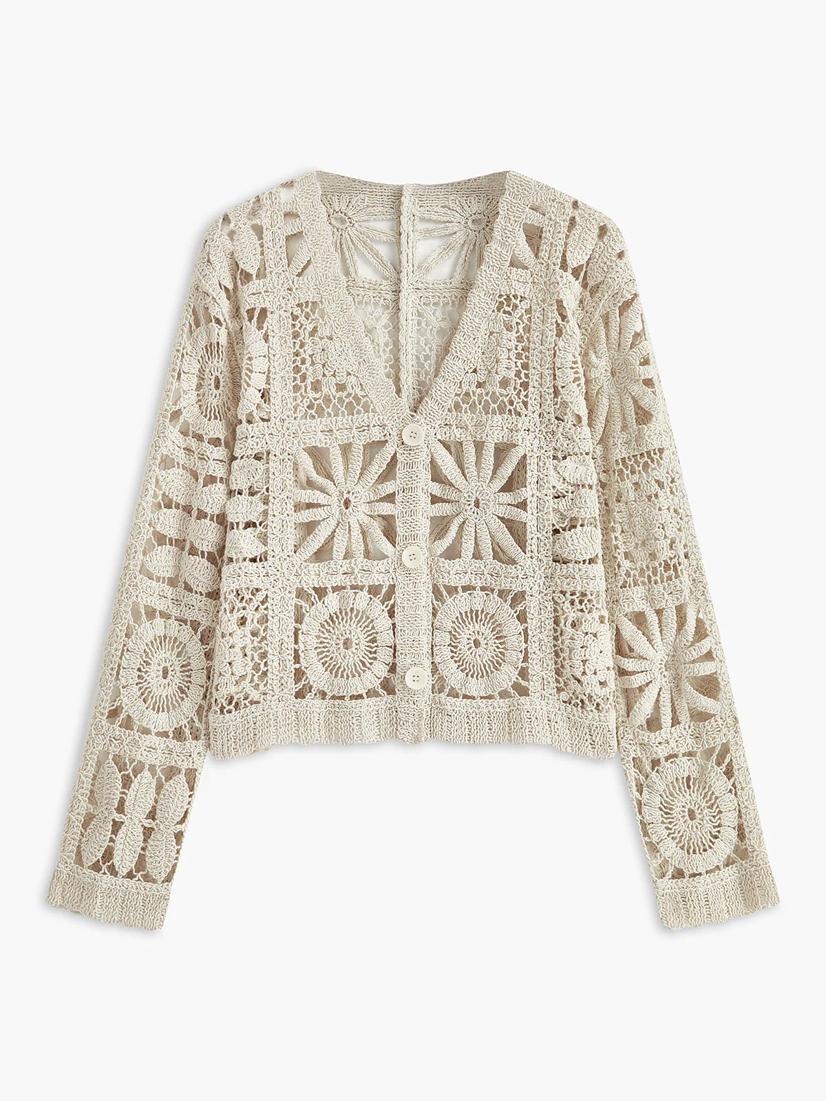 Aldana | Gehaakt Vest voor Dames – Knopen & Vierkant Patroon - Afbeelding 2