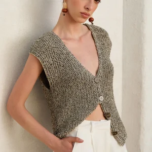 Elmira | Gebreid Mouwloos Damesvest met Knoopsluiting - Stijlvol & Chique