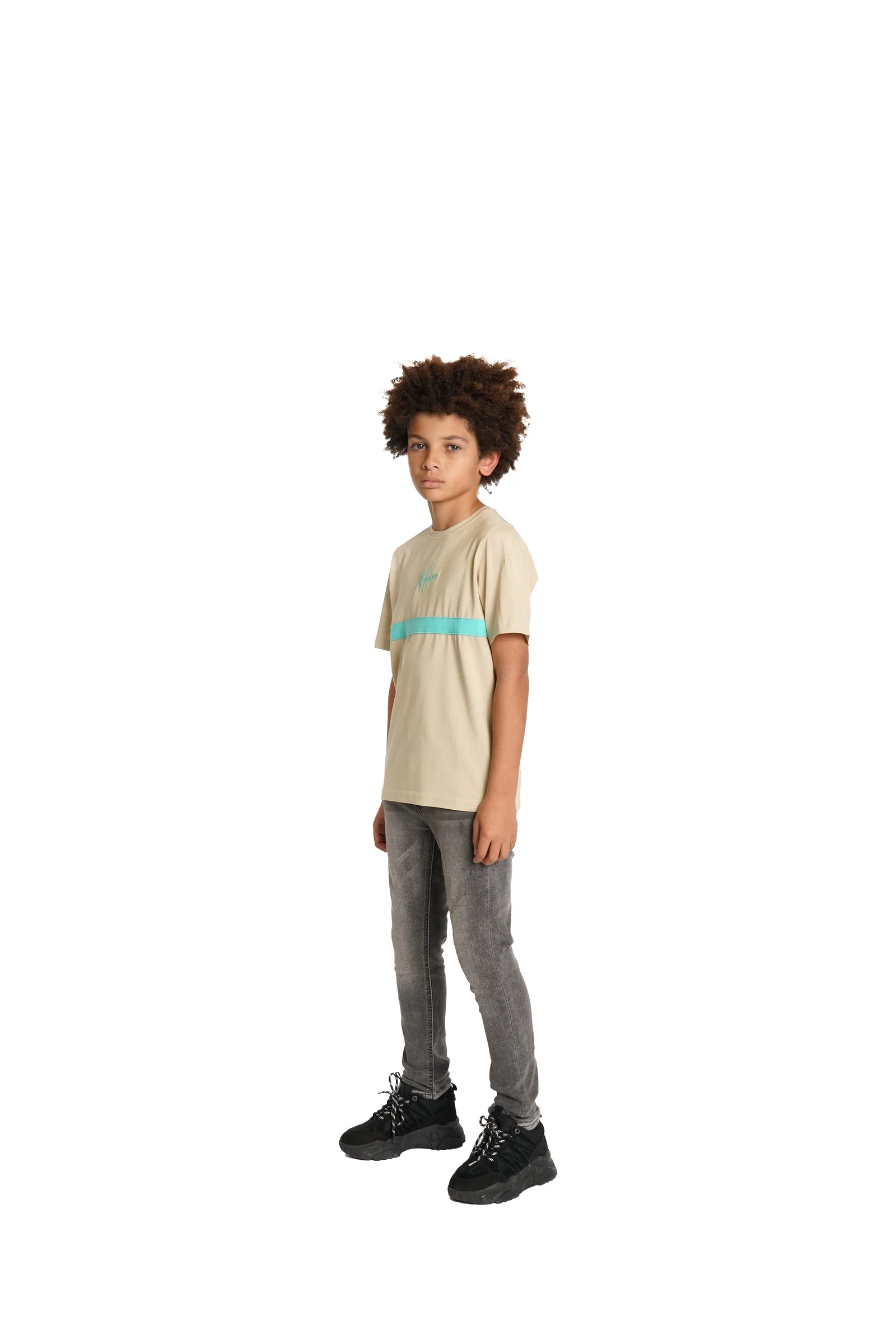 Malelions Junior Tube T-Shirt | Beige/Turquoise - Afbeelding 5