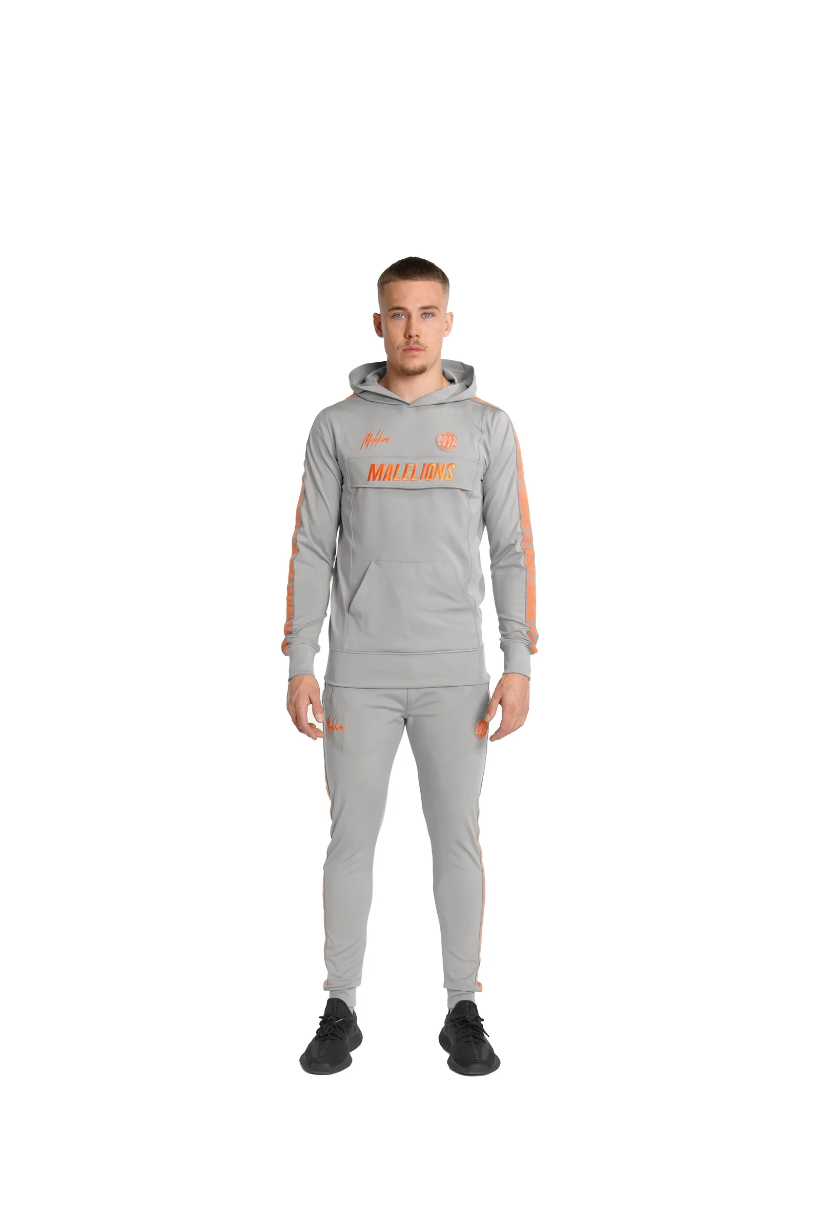 Malelions Sport Warming Up Tracksuit | Light Grey/Orange - Afbeelding 3