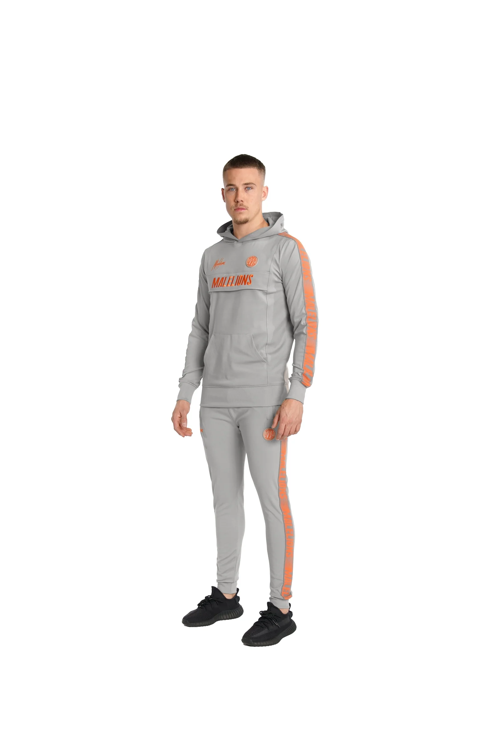 Malelions Sport Warming Up Tracksuit | Light Grey/Orange - Afbeelding 4