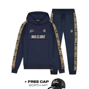 Malelions Sport Warming Up Tracksuit | Navy/Gold
