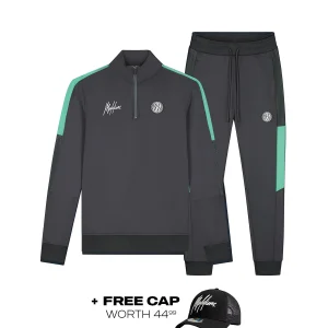Malelions Sport Transfer Quarter Zip Tracksuit | Antra/Turquoise