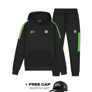 Malelions Sport Transfer Hooded Tracksuit | Black/Green
