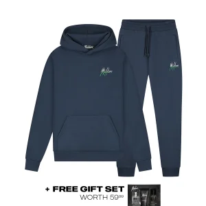 Malelions Men Split Tracksuit | Navy/Green
