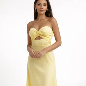 Rowena | Off Shoulder Gele Maxi Jurk – Elegant & Luchtig