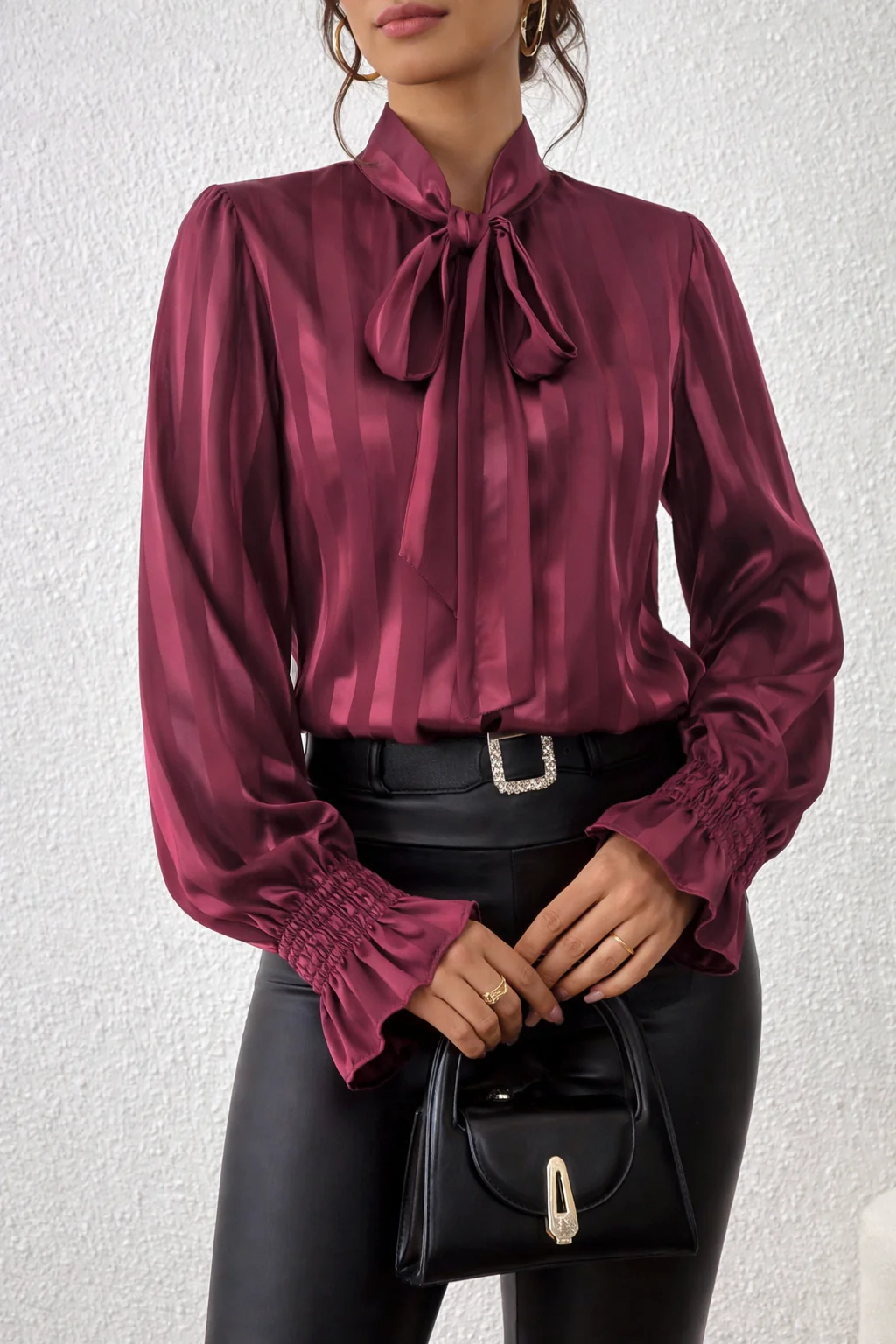 Cisca | Gestreepte Blouse Dames - met Strik en Lange Mouwen