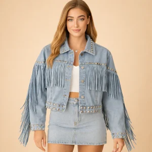 Fiep | Stijlvolle Denim Jas Dames - Boho Chic met Franjes