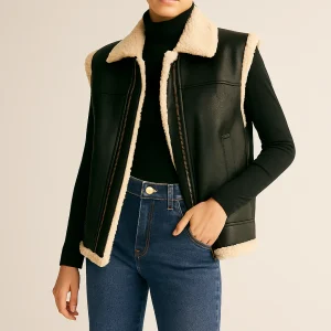 Vilita | Teddy Gevoerd Vest Dames - Faux Leren & Warm