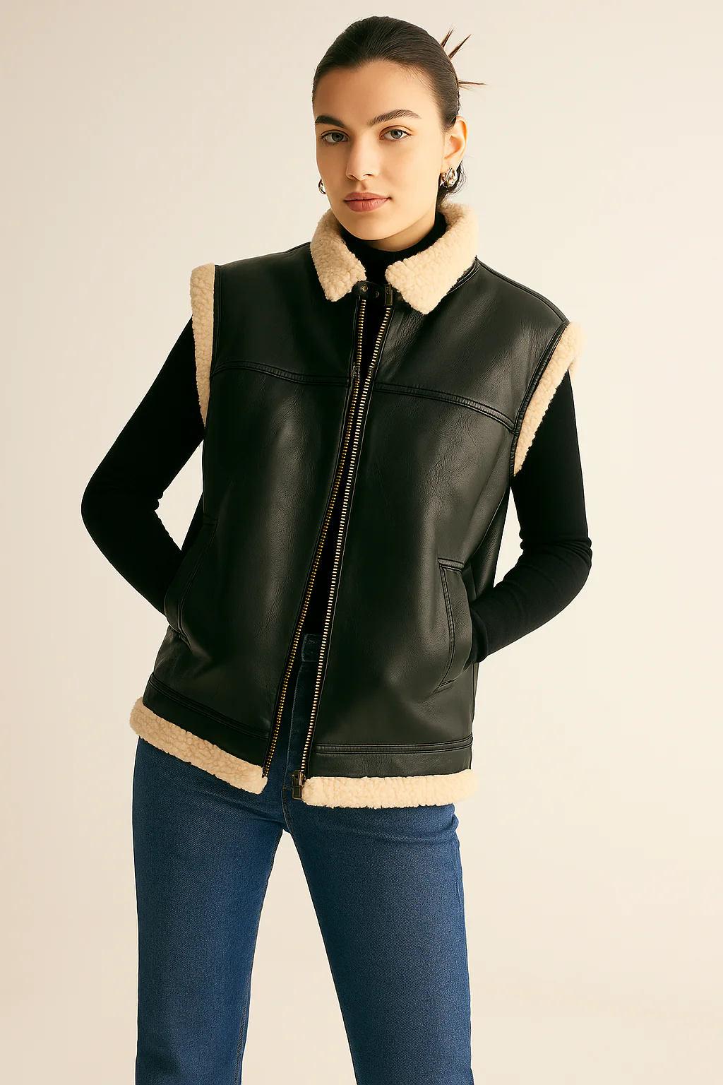 Vilita | Teddy Gevoerd Vest Dames - Faux Leren & Warm - Afbeelding 5