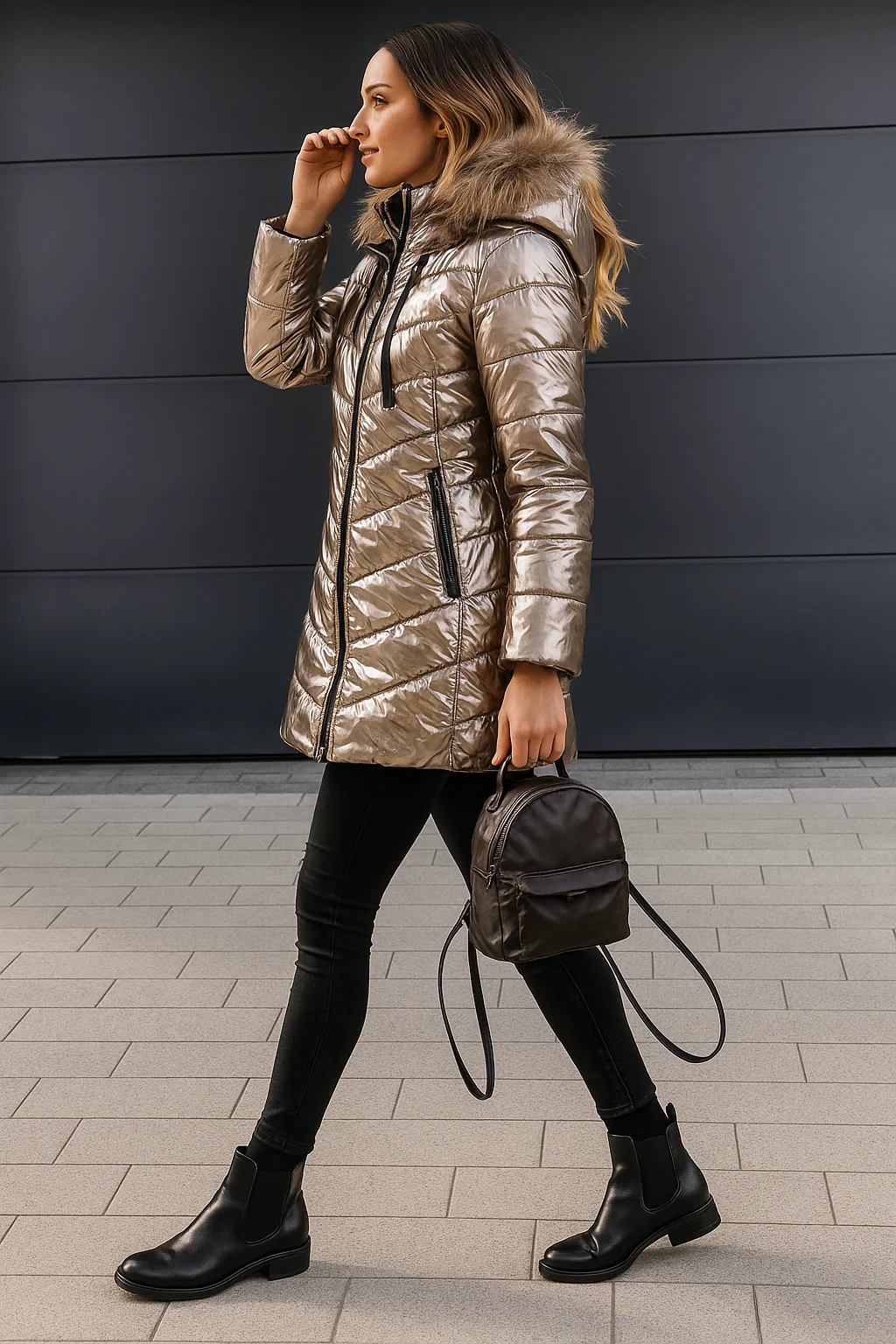 Delphine | Donsjas met Imitatie Bontkraag Dames – Warm & Luxe Winterjas - Afbeelding 2