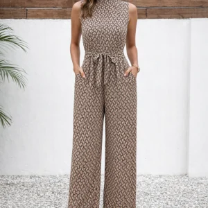 Mouwloze jumpsuit met V-halslijn dames