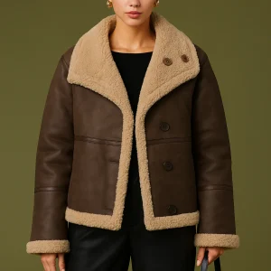 Carina | Warme Fleece Jas van Vegan Leer - Dames