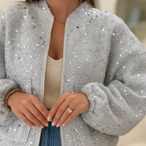 Dova | Pailletten Bomberjack met Glitters – Stijlvol en Comfortabel