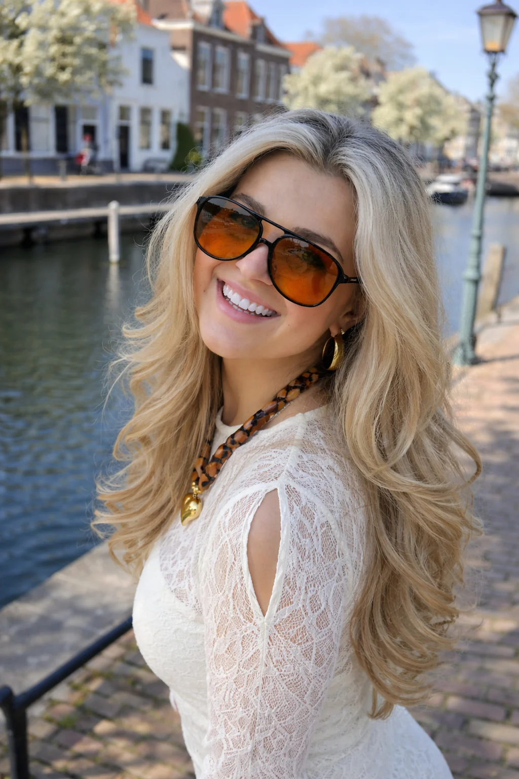 Ella | Viral Oranje Zonnebril - Afbeelding 3