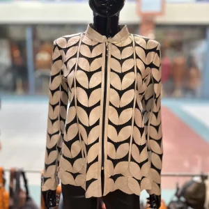 Dames Zomerjas met Leren Bladeren – Grijs