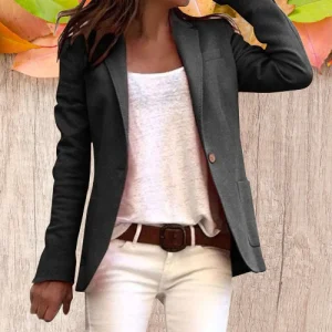 Dames Blazer Slim Fit met Omgekeerde Kraag en Knoopsluiting