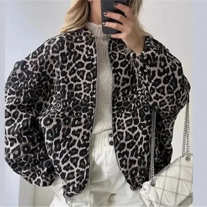 Dames Bomberjack met Luipaardprint en Ritssluiting