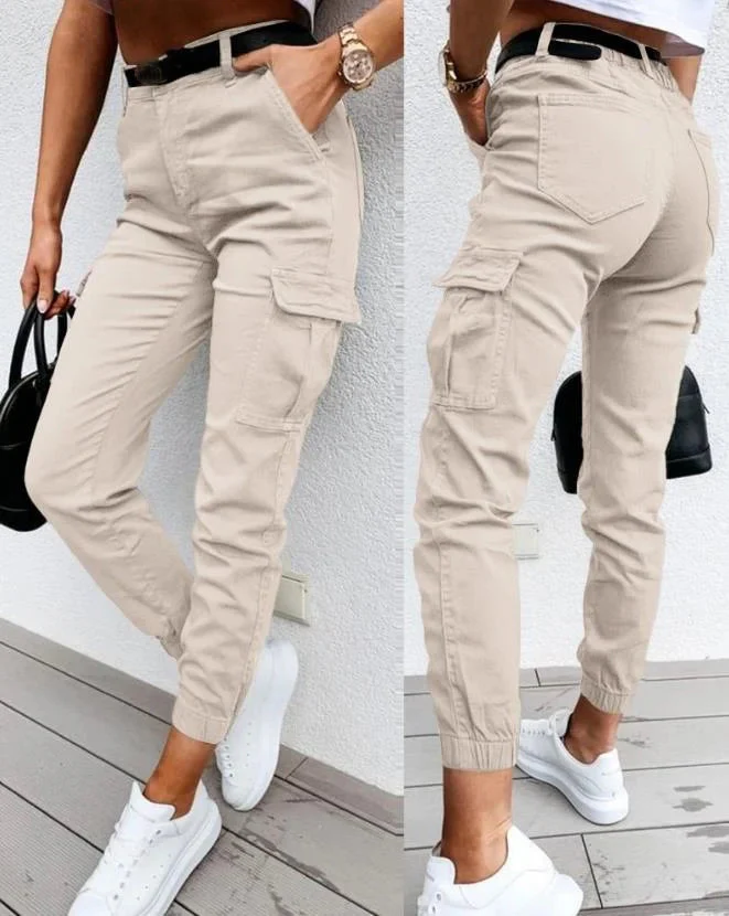 Dames Cargo Broek met Hoge Taille en Zakken - Afbeelding 4