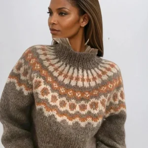 Dames Gebreide Coltrui met Scandinavisch Patroon