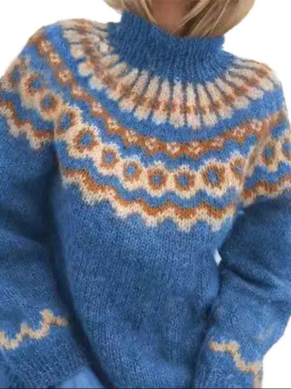 Dames Gebreide Coltrui met Scandinavisch Patroon - Afbeelding 5