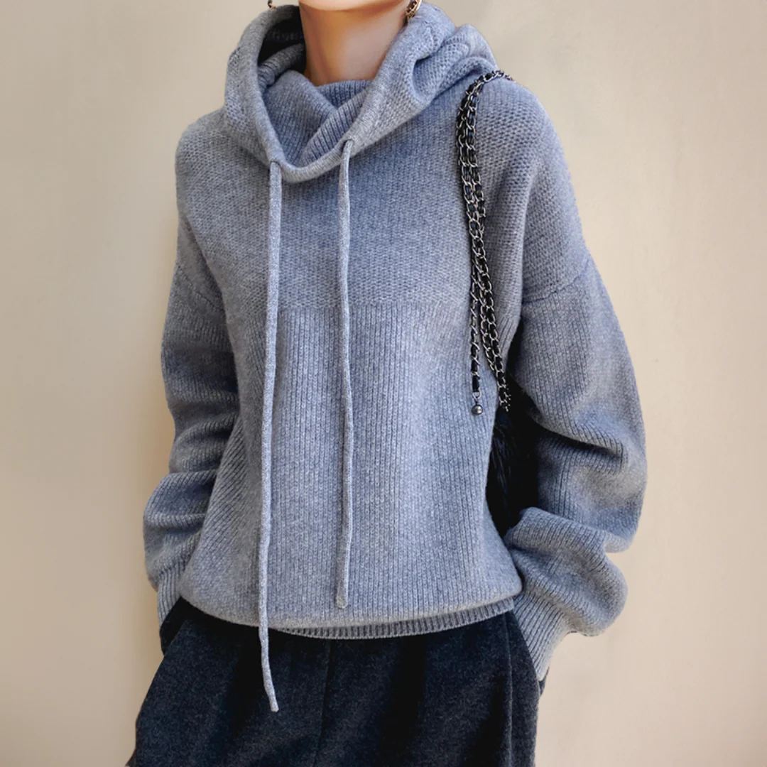 Dames Hoodie met Cowl Neck en Lange Koortjes - Afbeelding 3