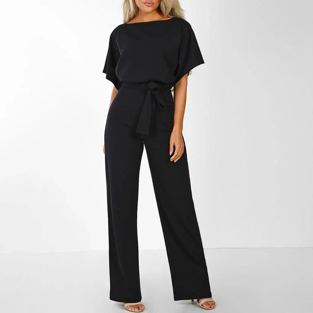 Dames Jumpsuit Korte Mouwen met Ceintuur - Afbeelding 5