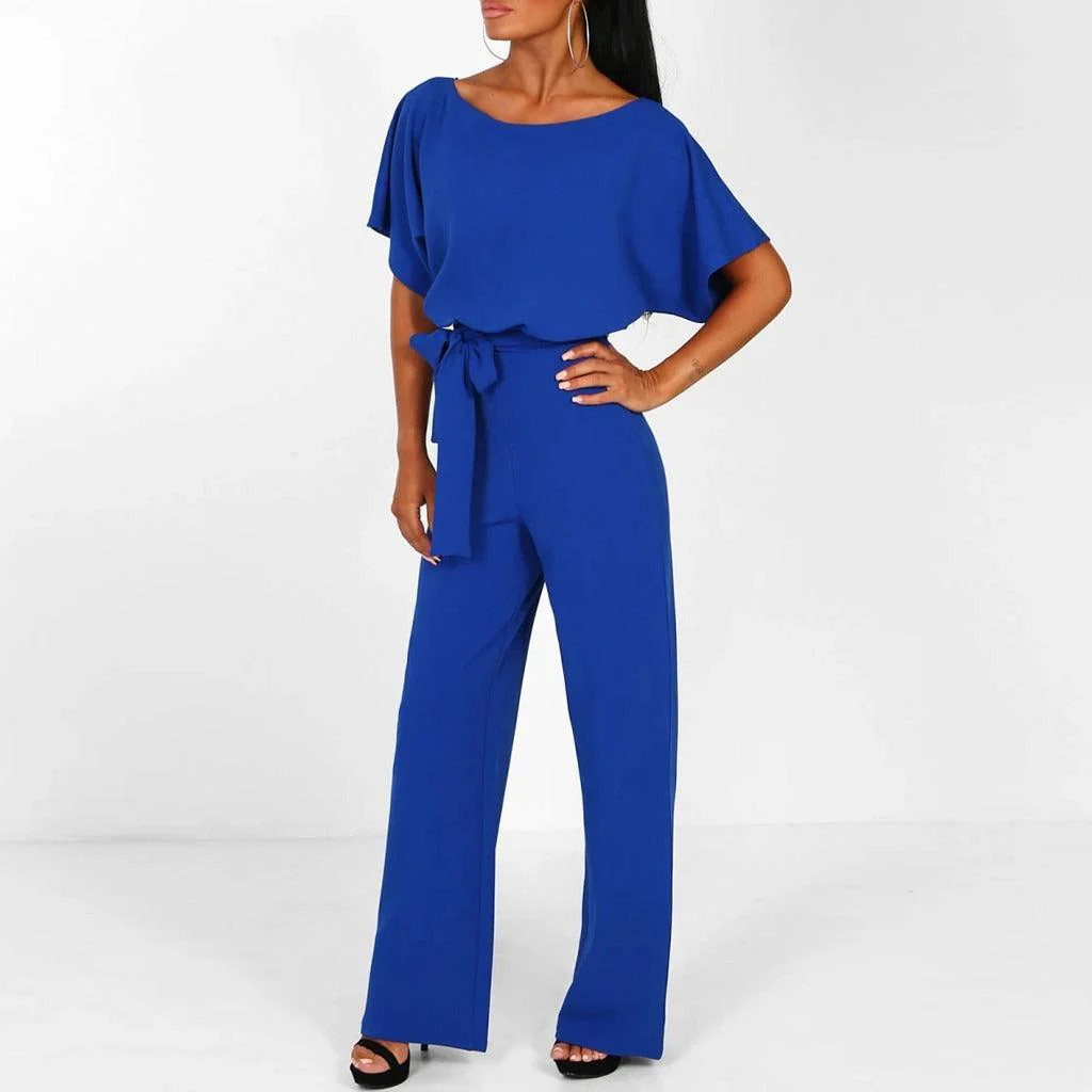Dames Jumpsuit Korte Mouwen met Ceintuur - Afbeelding 6