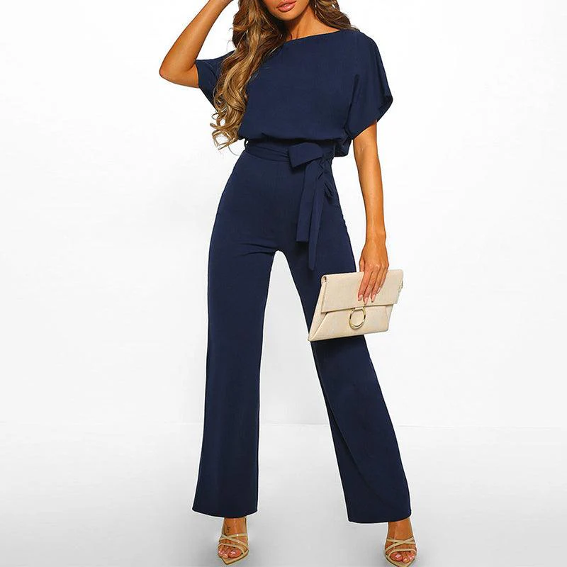 Dames Jumpsuit Korte Mouwen met Ceintuur - Afbeelding 7