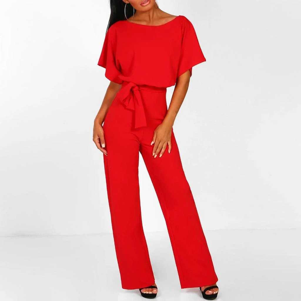 Dames Jumpsuit Korte Mouwen met Ceintuur - Afbeelding 8