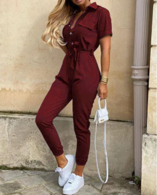 Dames Jumpsuit Cargo Overall met Knoopsluiting - Afbeelding 4