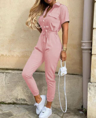 Dames Jumpsuit Cargo Overall met Knoopsluiting - Afbeelding 5
