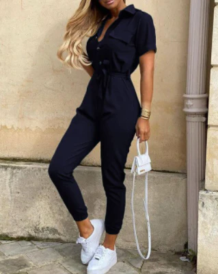 Dames Jumpsuit Cargo Overall met Knoopsluiting - Afbeelding 9