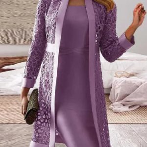 Dames Jurk met Kanten Overlay Jasje voor Speciale Gelegenheden