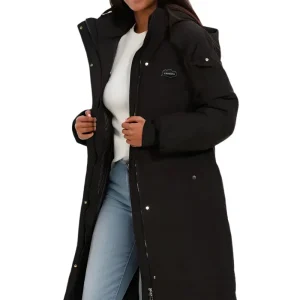 Dames Lange Gewatteerde Winterjas met Capuchon