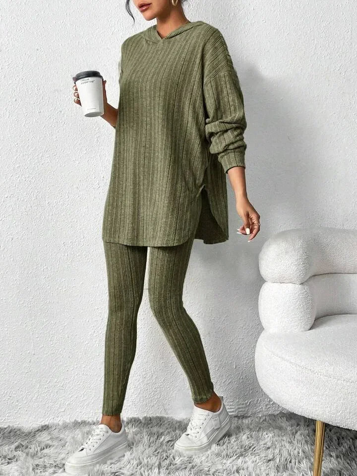 Dames Lounge Set met Geribbelde Oversized Top en Hoge Taille Legging - Afbeelding 7
