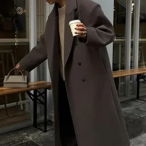 Dames Mantel Trenchcoat Double Breasted met Revers