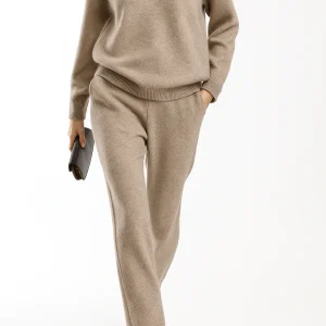 Dames Loungewear Set met Polo Trui en Hoge Taille Broek